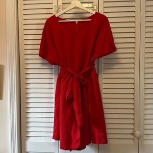 Red romper with belt. Size 4x.